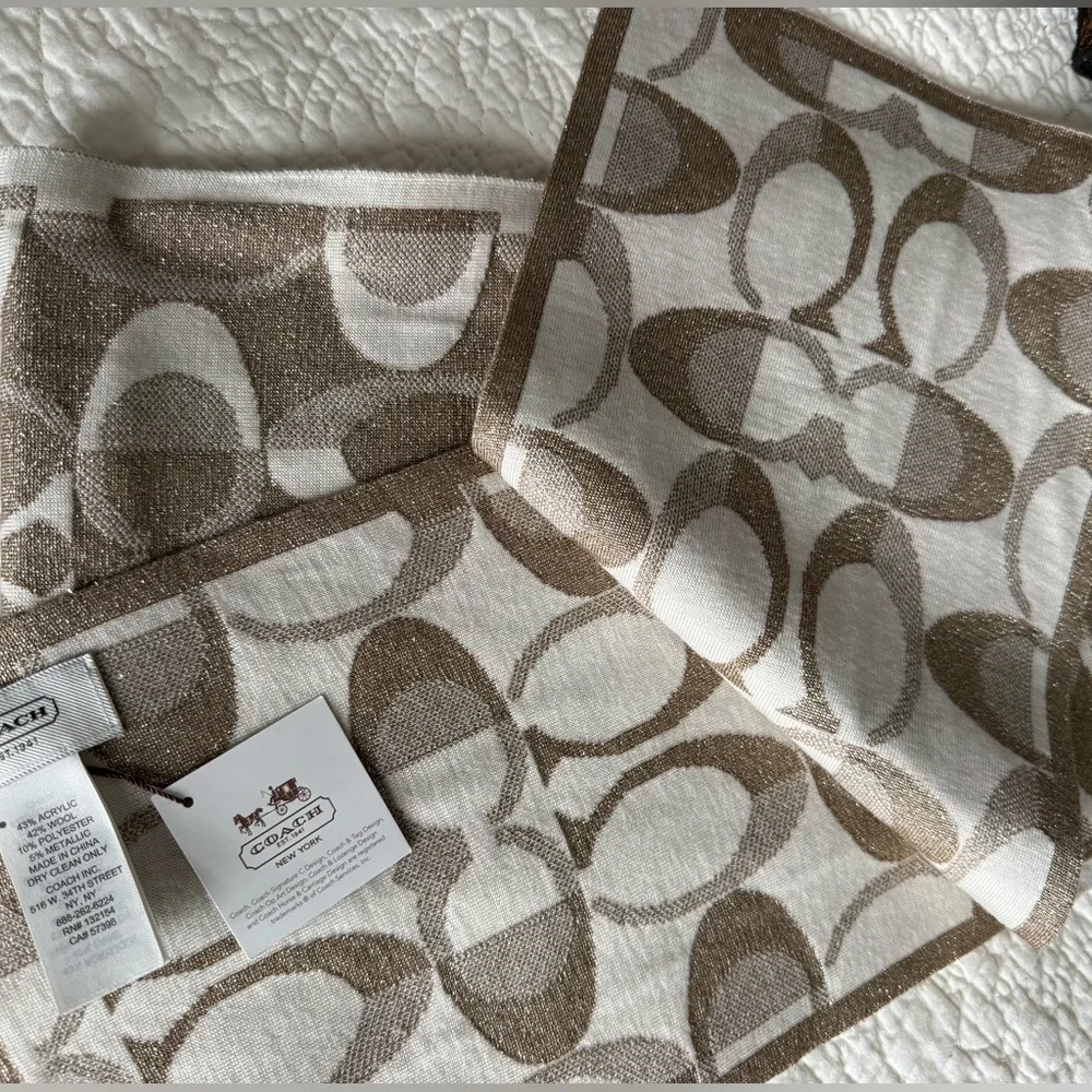 Rare Coach Glitter Knit Winter set NWT Scarf/Gloves/Headband Signature C Logo